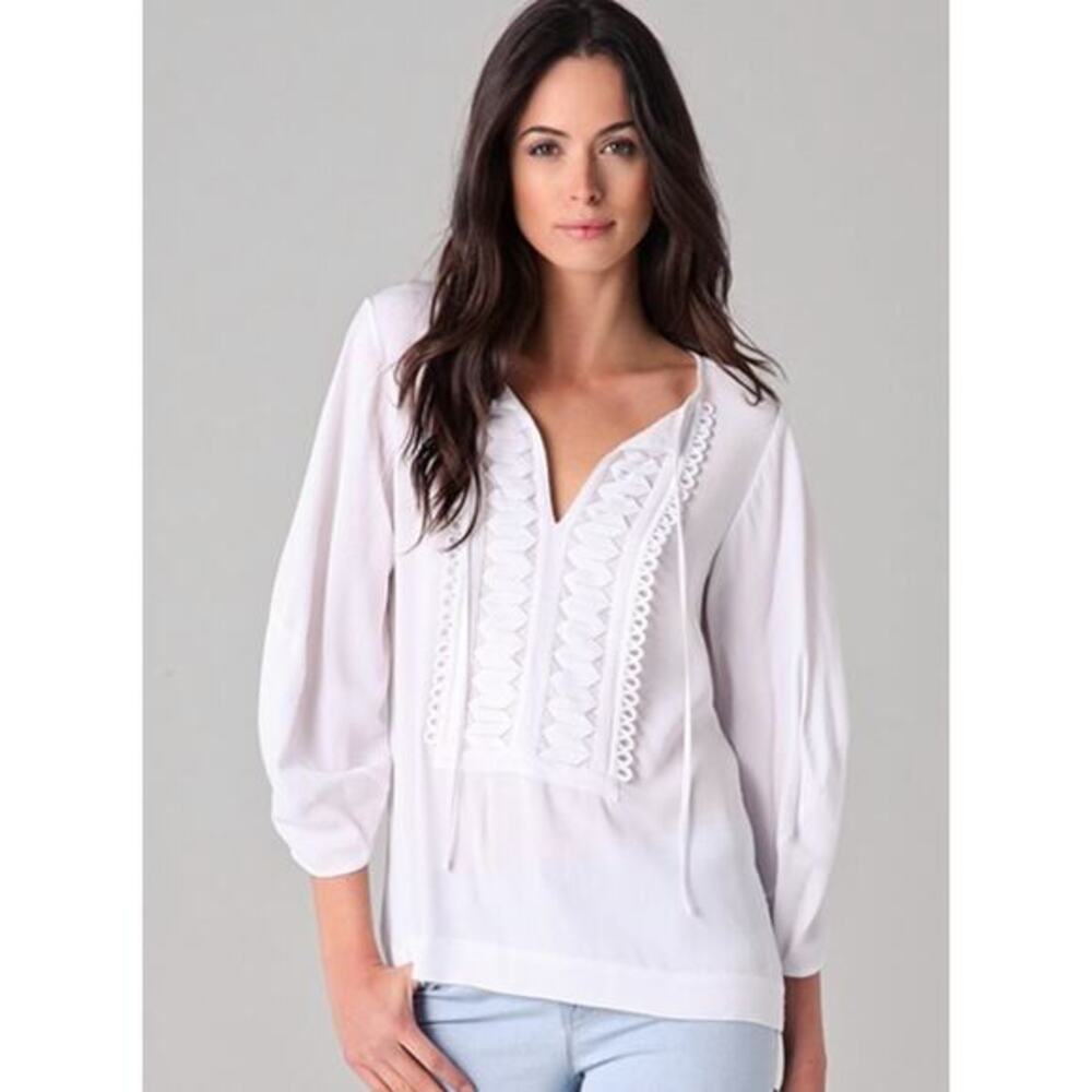 Diane von Furstenberg Women's Iliana Embellished Blouse White Size 2 XS